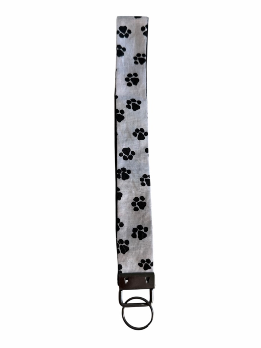 9” White & Black Paw Print Wristlet Keychain